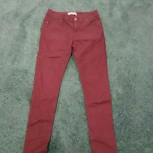 Maroon women's wax jeans